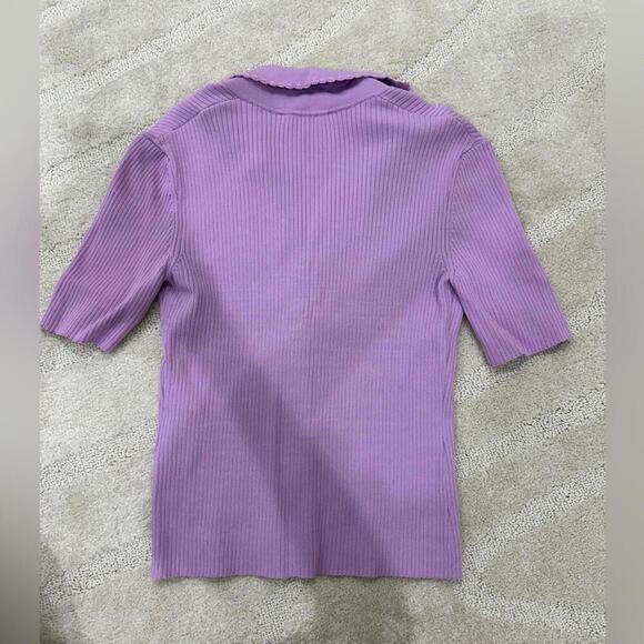 Maje Lavender Ribbed Button-Down Shirt - Picture 4 of 4